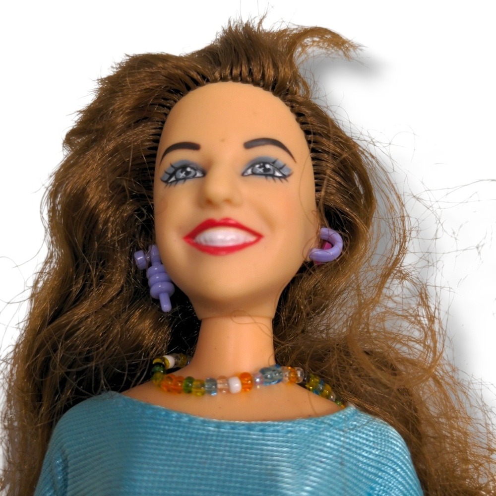 VTG 1993 TYCO Blossom Six LeMuere Doll‎ 9" Girl Brown Hair Blue Crop Top Purple